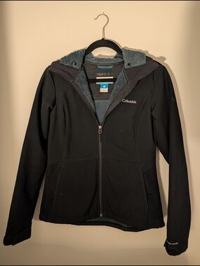 Women's Columbia Black Hooded Ski Jacket Fleece Lining
